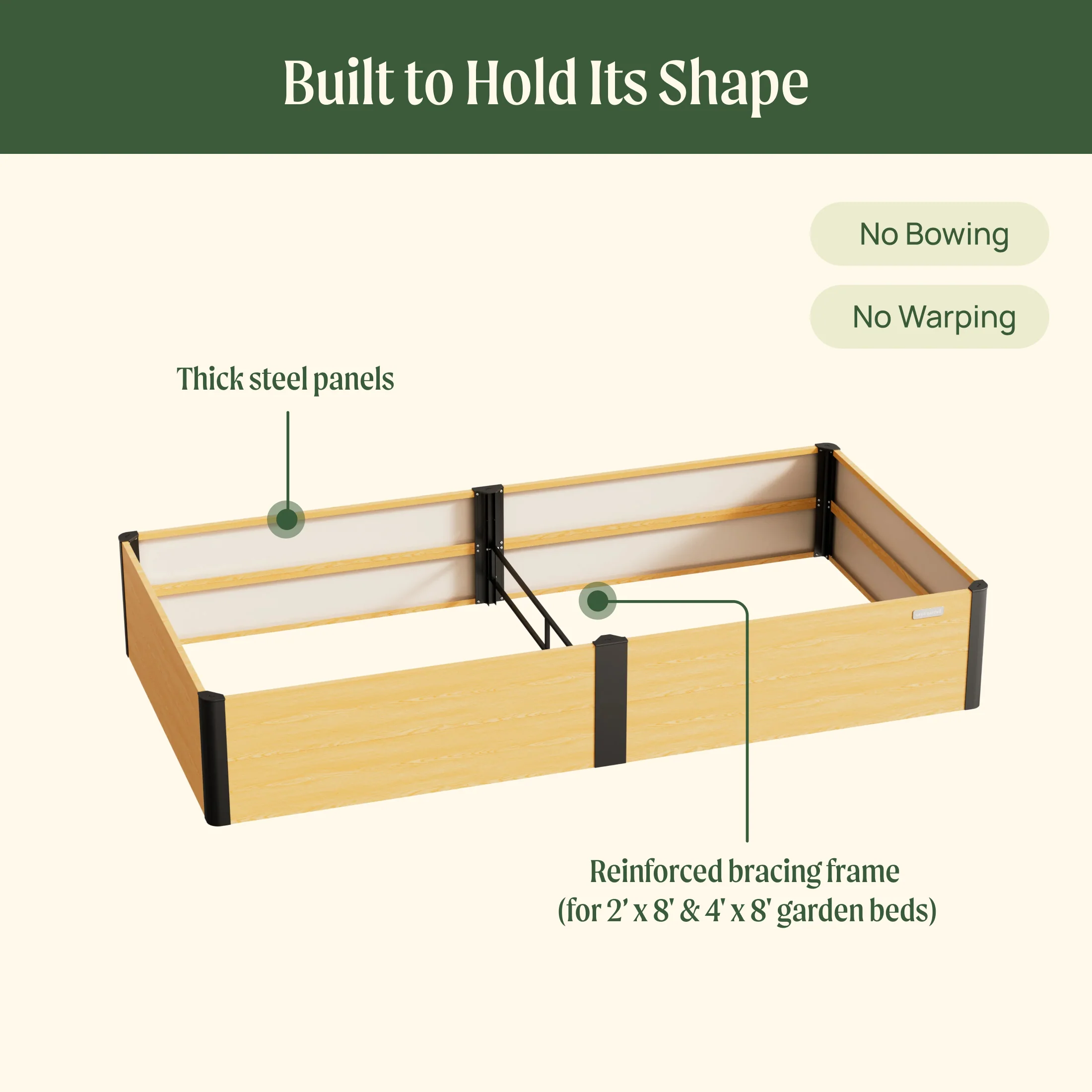 16" Tall Woodgrain 4' x 8' Metal Raised Garden Bed - Image 9