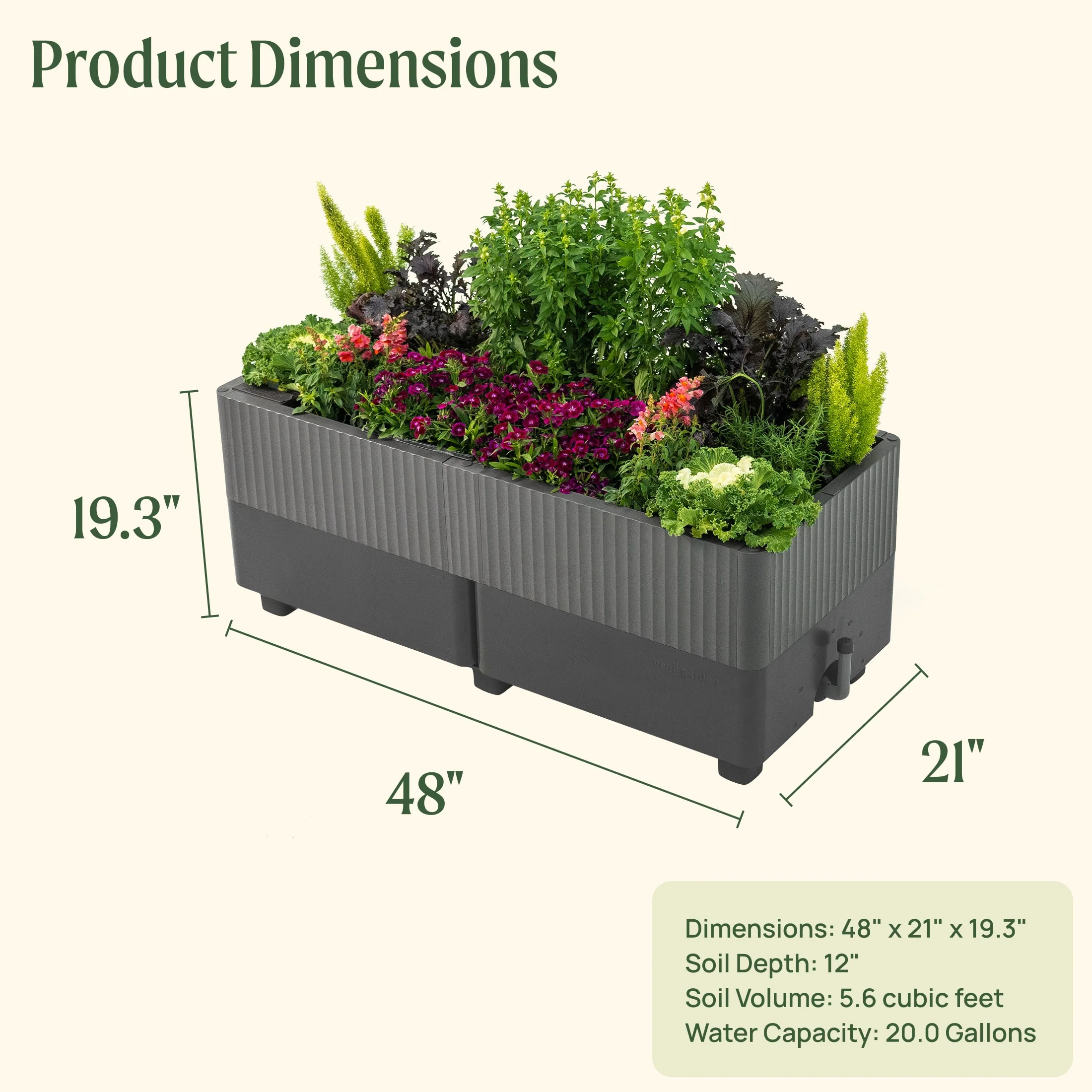 EZCube Self-Watering Planter 21" x 48" - Image 4