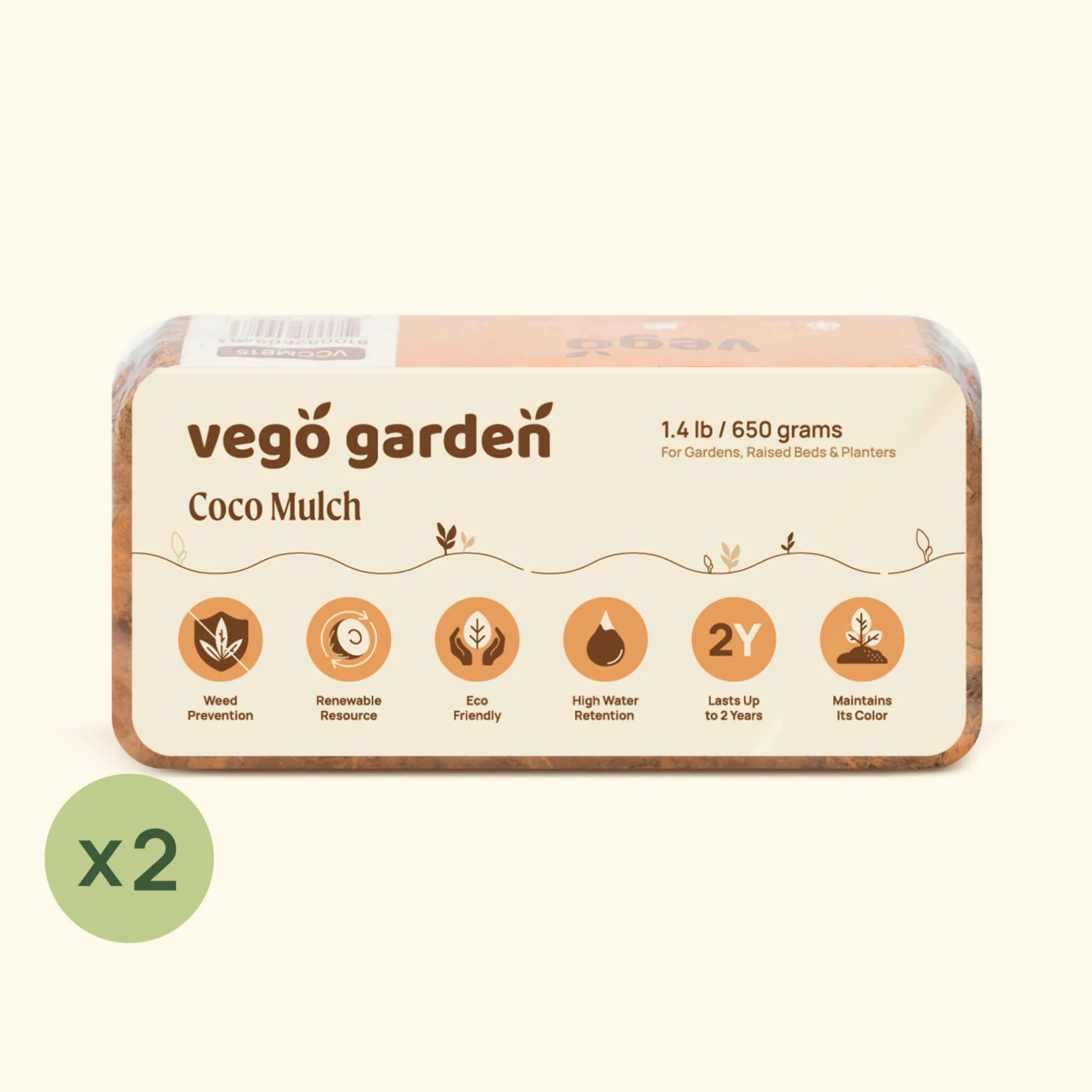 Vego Garden Coco Mulch 1.4 lb Brick - Image 3